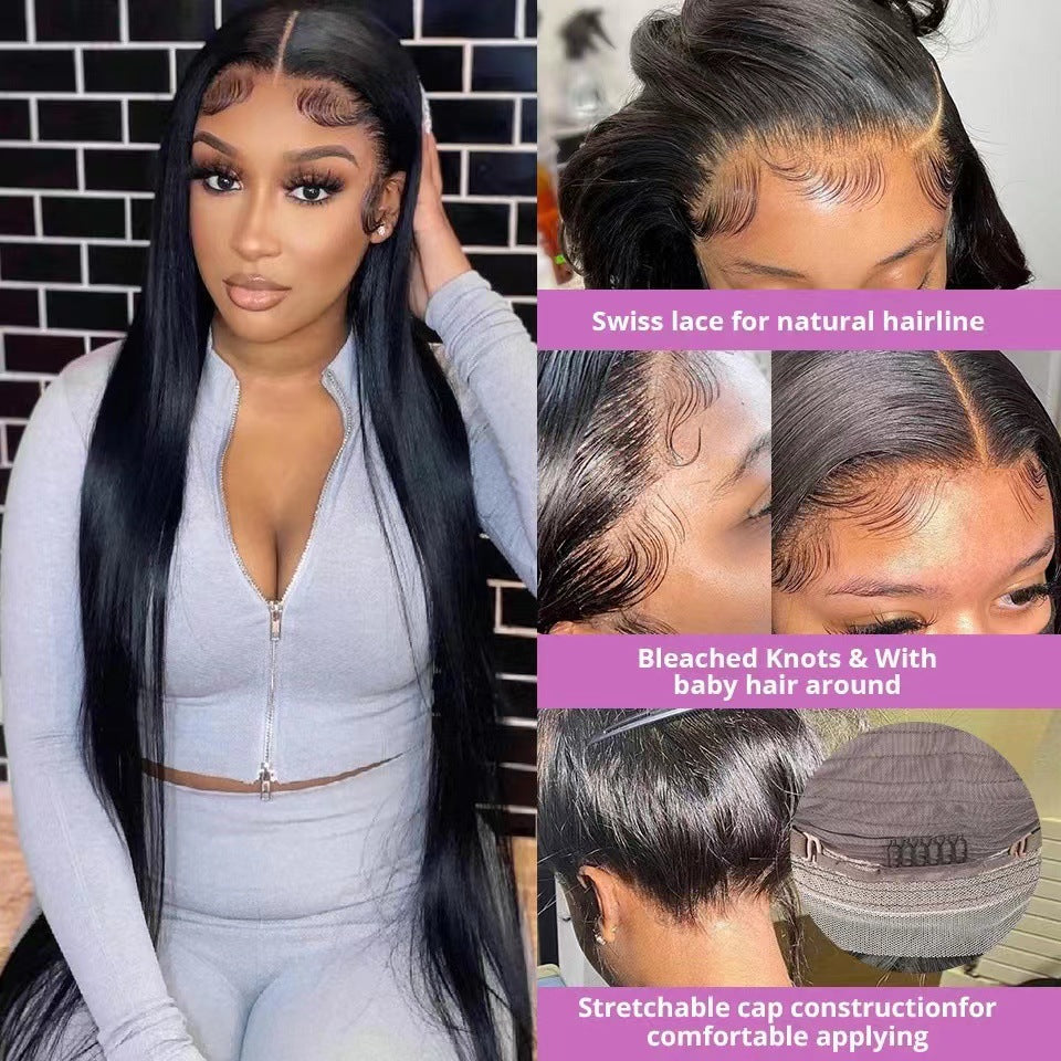 Classic Beautiful Front Lace Hair Cover Long Straight Wig