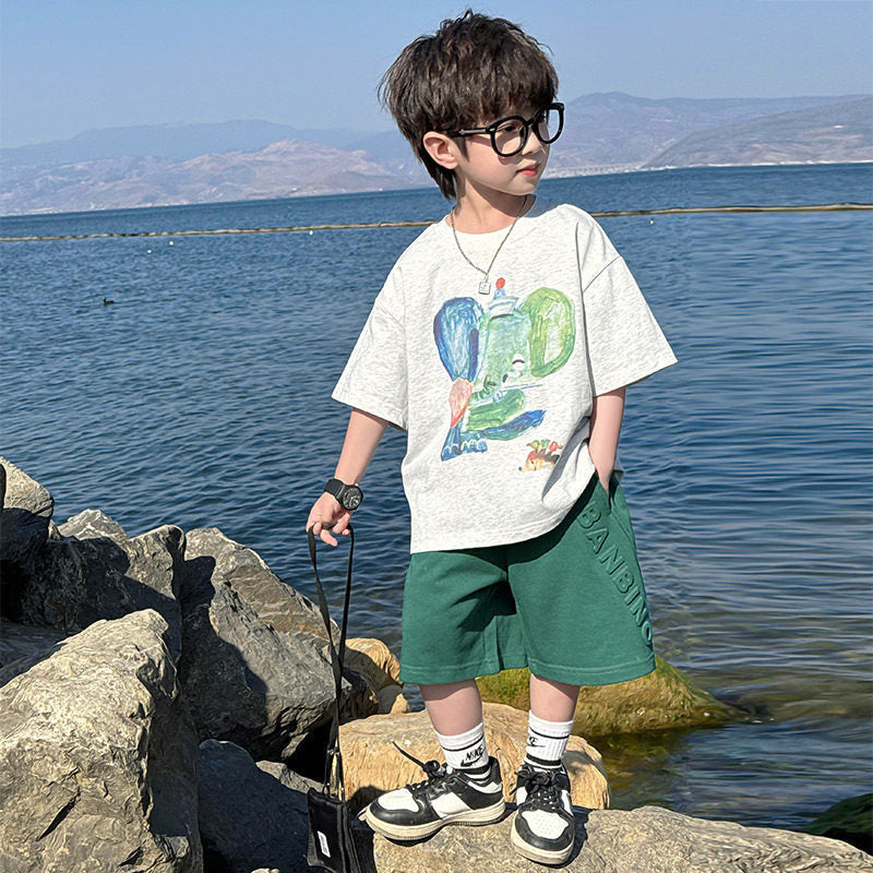 Teens Short Sleeve Summer Loose Printed Cotton Children's T-shirt