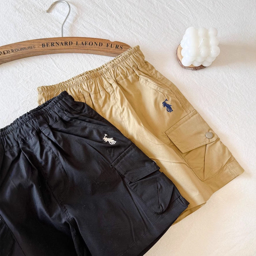 Women's & Children's Shorts Summer Solid Color Fifth Thin Pocket Middle Children's Pants