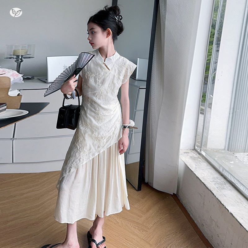Summer Chinese Style Cheongsam Middle Big Children's Dress