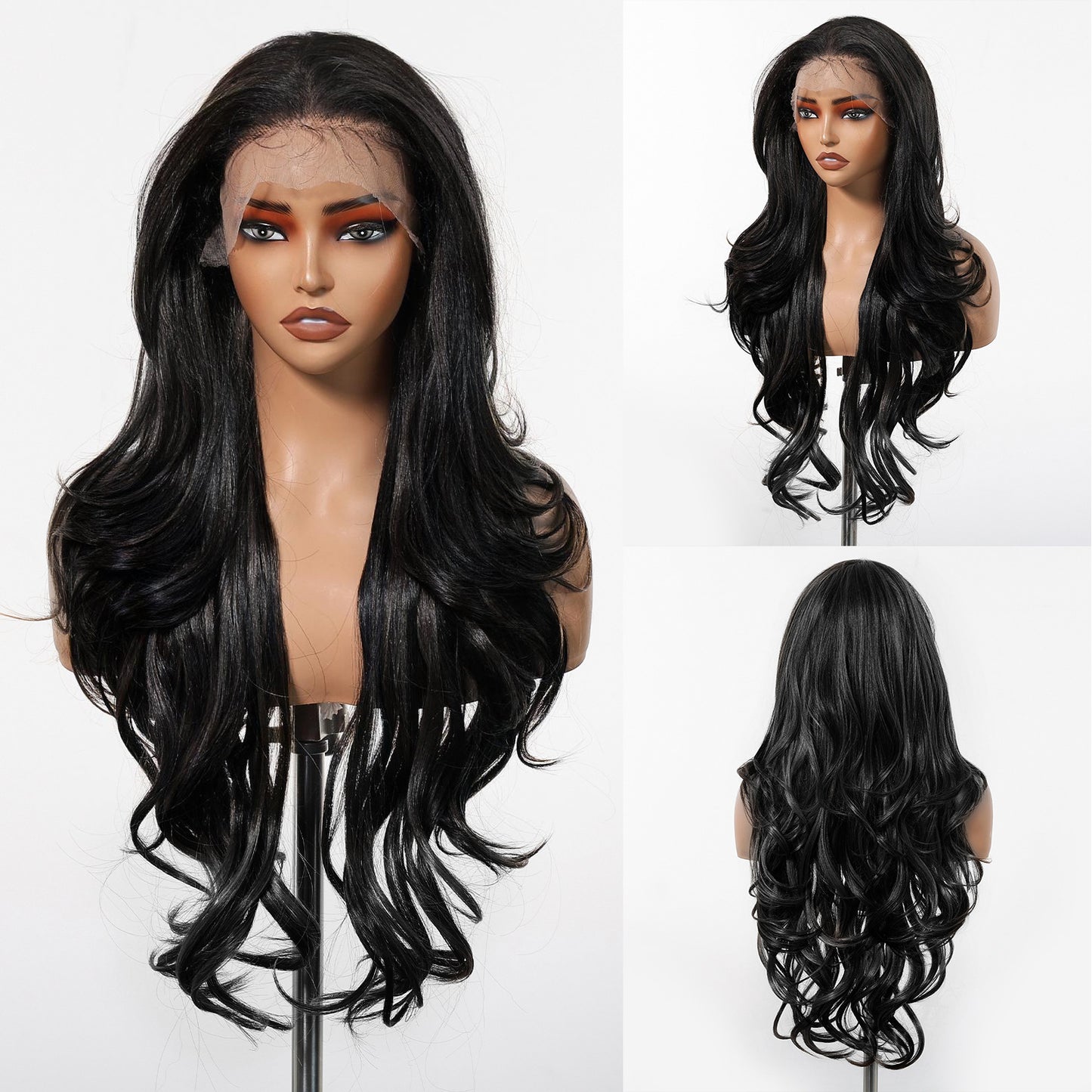 Large Area Lace Imported Matte Golden Free Split Curly Hair Wig Long Curls