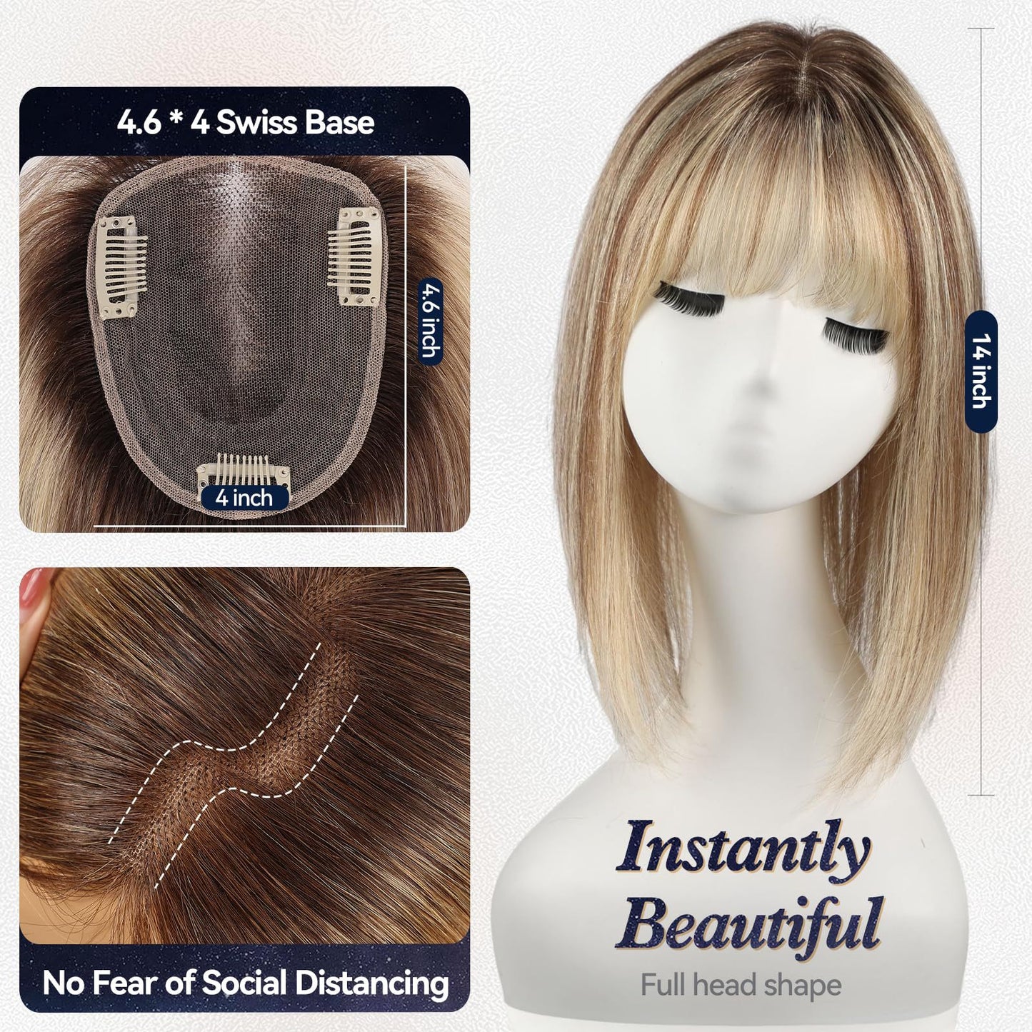 Mesh Bottom One-piece Invisible Seamless High Skull Top Wig