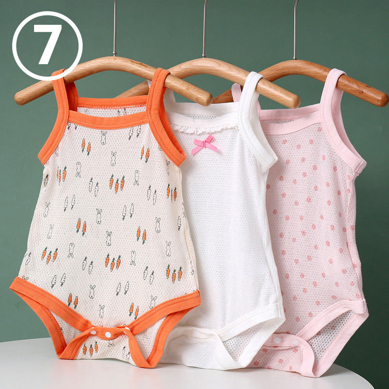 Summer Sling Pure Cotton Class Clothes For Babies One-piece Crawling Jumpsuit, Climbing Suit