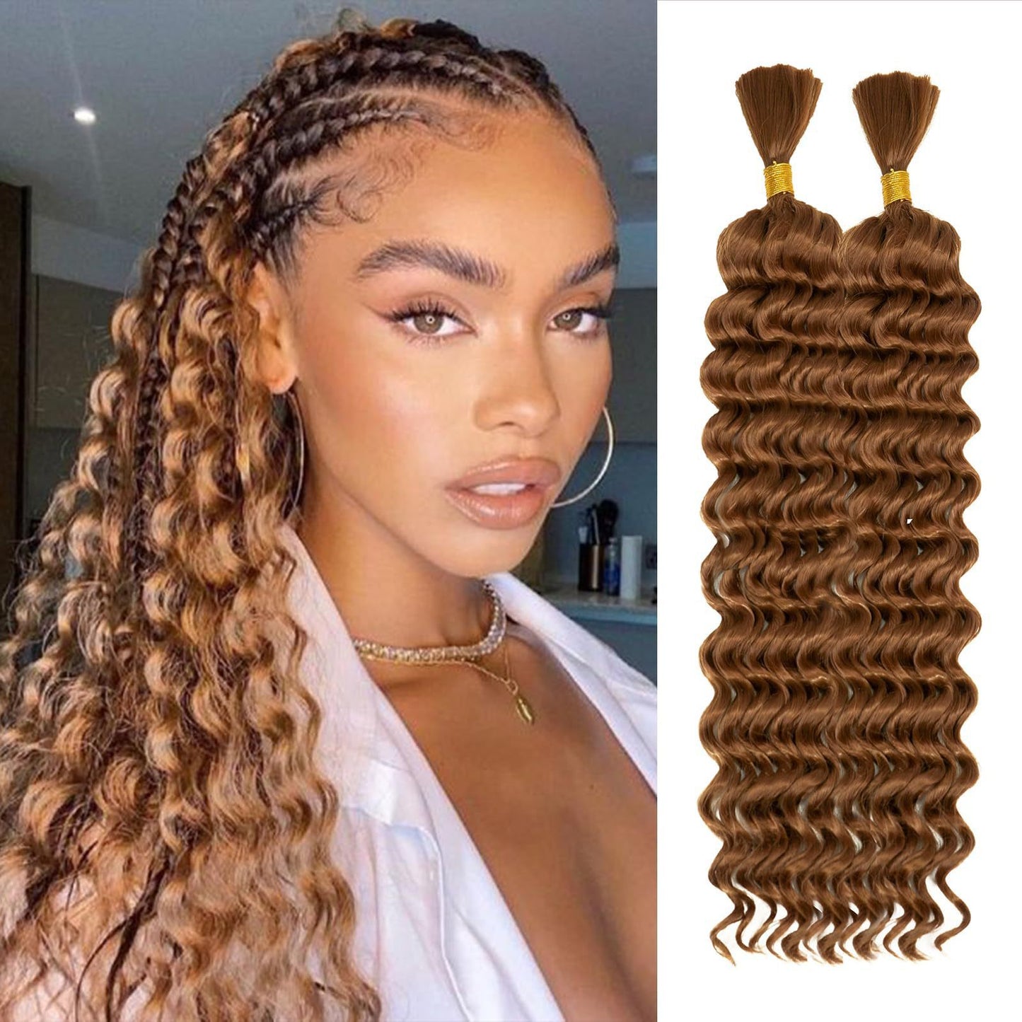 Deep Wave Braided Hair Bohemian Braid Wig Ponytail