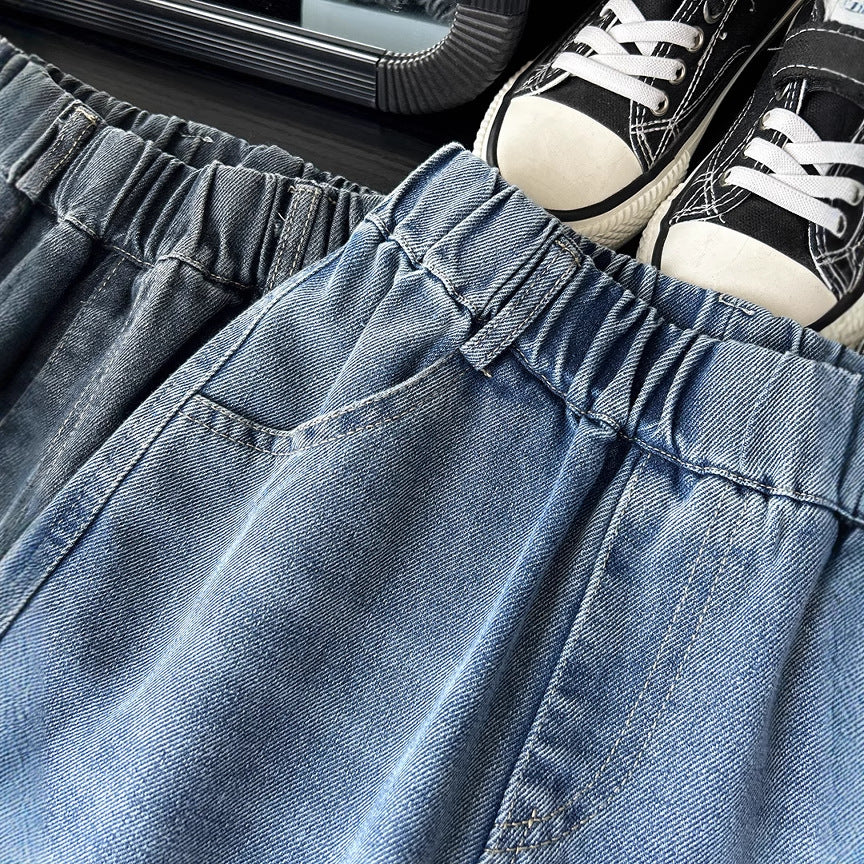 Children's Clothing Boys Trendy Stitching Wool Tassel Denim Children's Pants