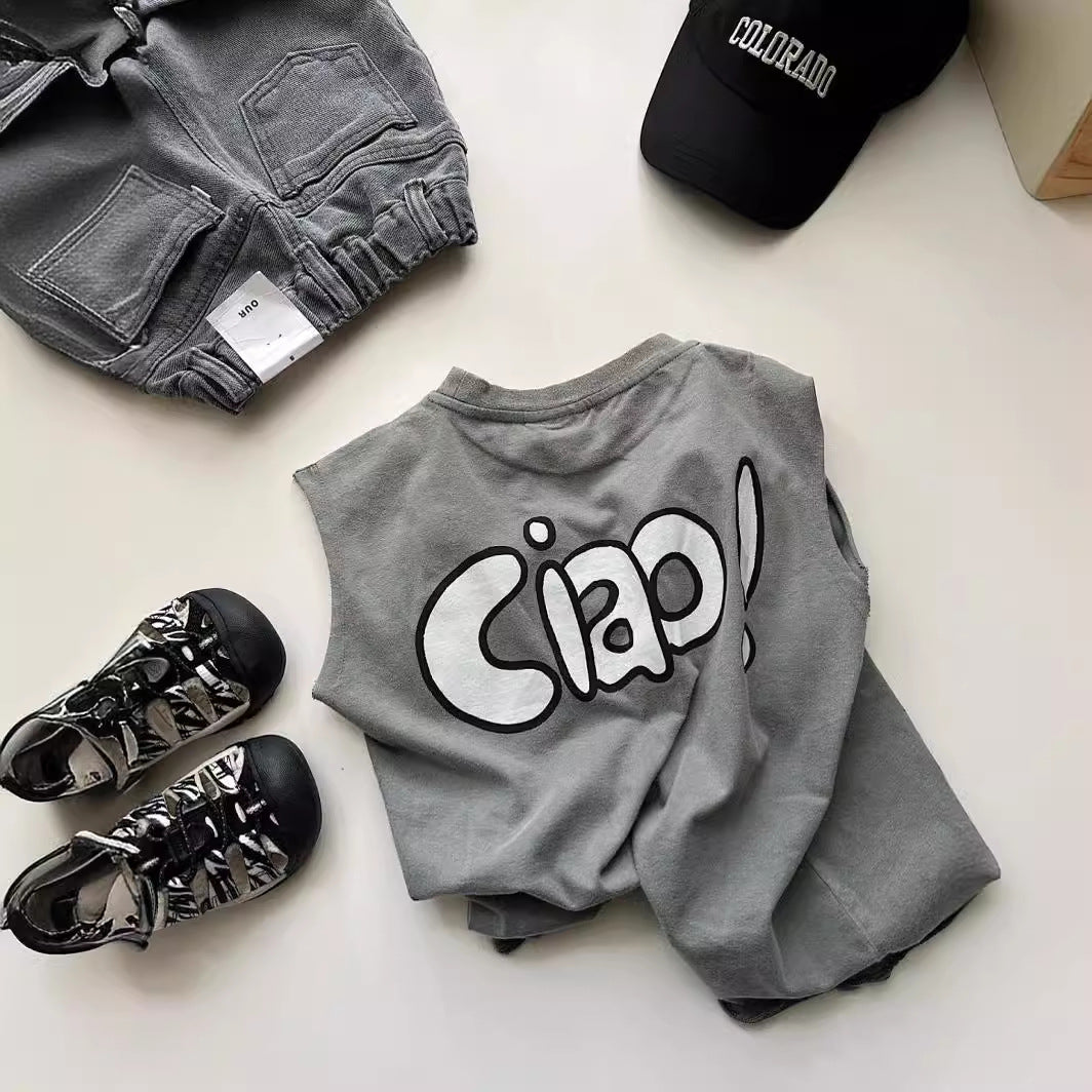 Durable Summer Fashionable Short-sleeved Shorts Suit Children's T-shirt
