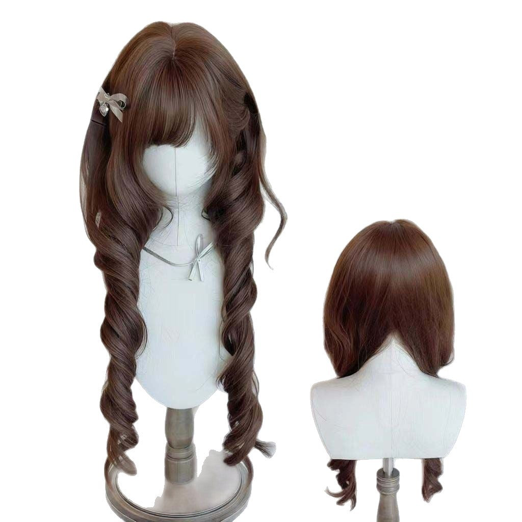 Ancient Early Jellyfish Roll Princess Hairstyle Short Sideburns Face Repair Wig Long Curls