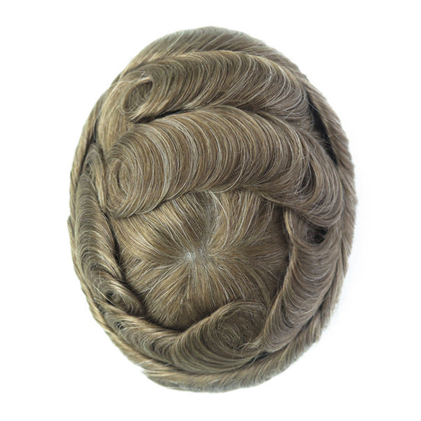 Men's Leather Hand Crochet V Needle Hairpiece Men's Wig