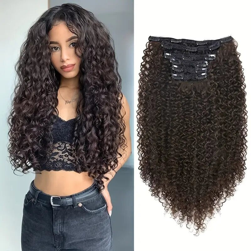 Women's Curler Type Extension Full Head Black Wig