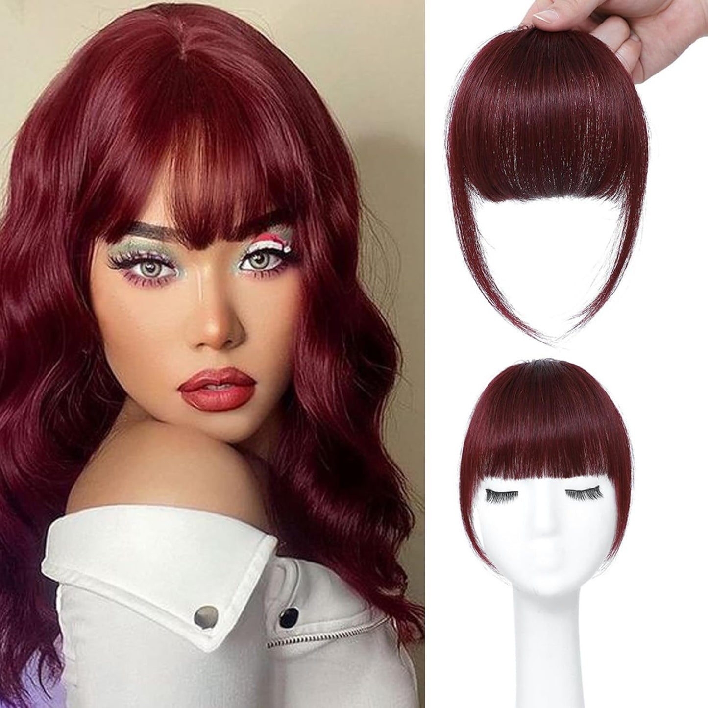 Female Head Piece Natural Forehead Air Straight Wig Bangs