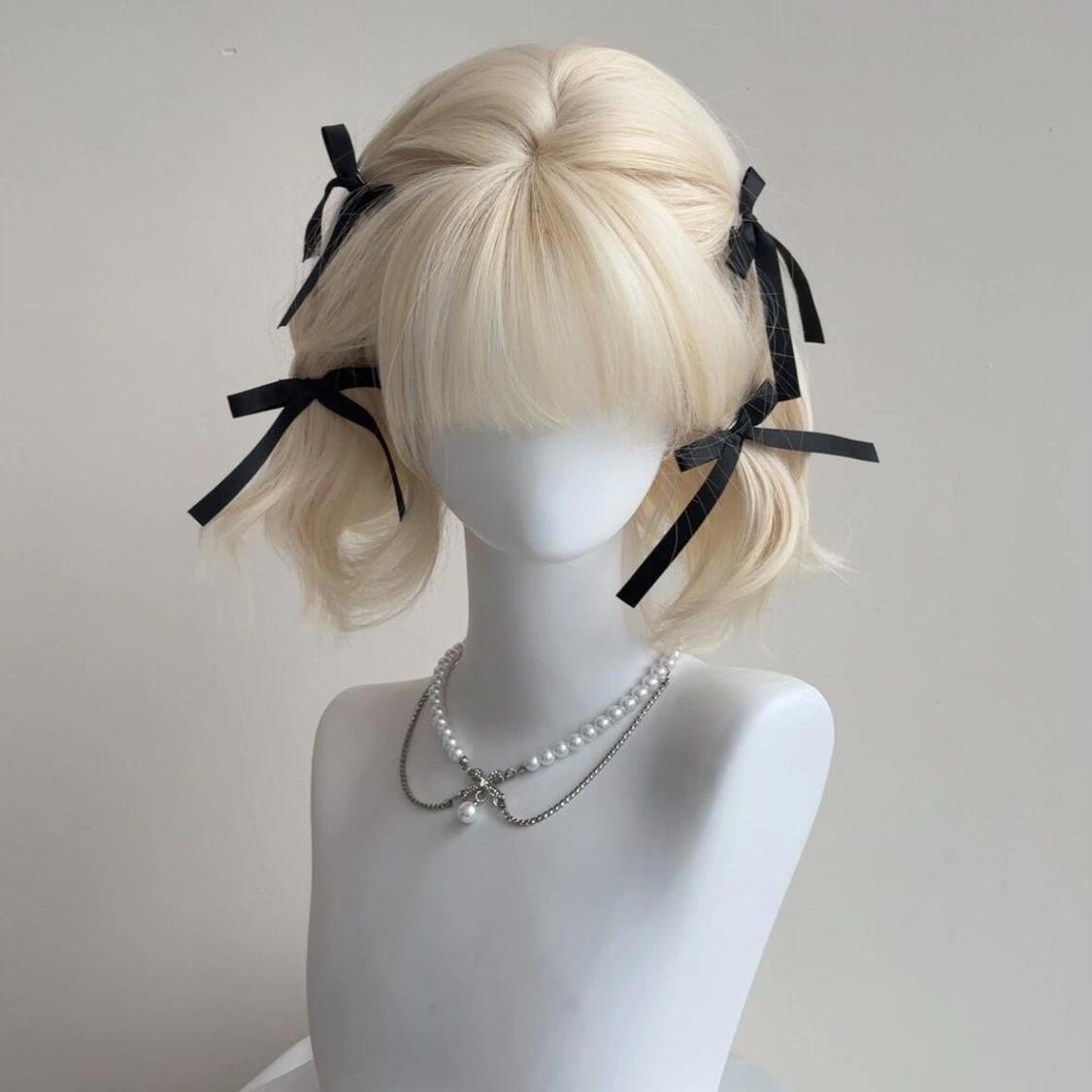 Female Milk Platinum White Natural Full Wig Short Curly Hair
