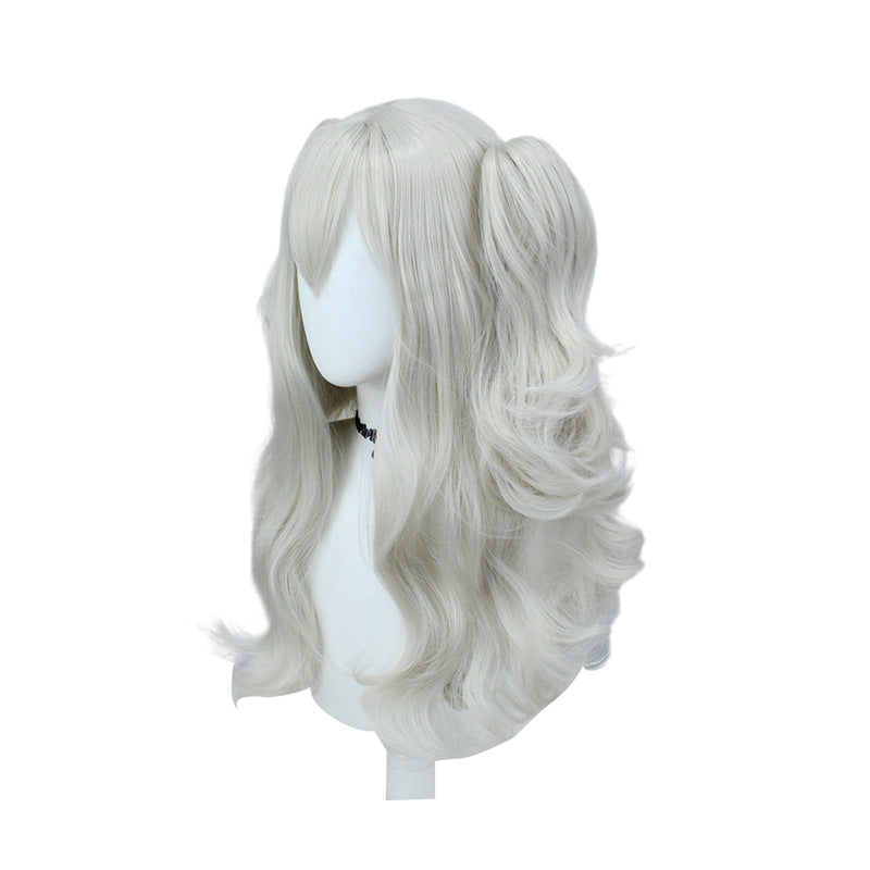 Women's Charlotte Linen Gray Curly Hair Double Ponytail Cos Wig