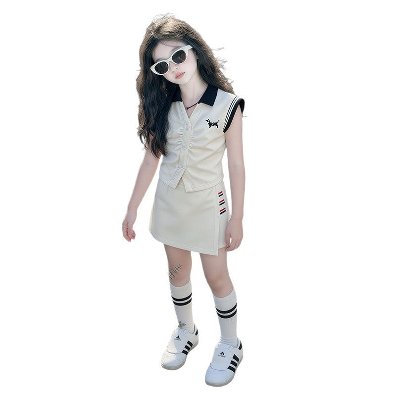 Sports Summer Korean College Style Fashion Medium Big Children's Suit