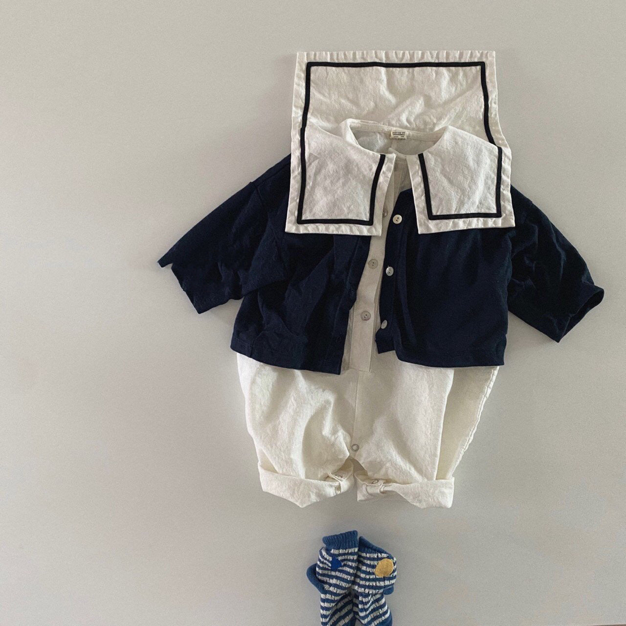 Women's & Men's Summer Thin Sailor Collar Romper Bag Jumpsuit, Climbing Suit