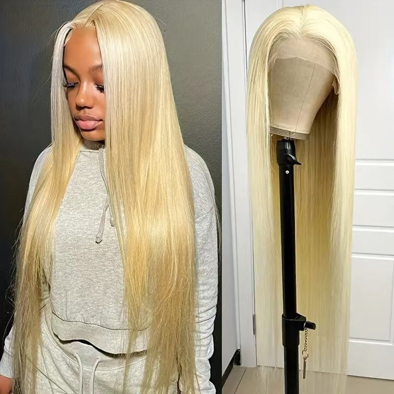 Women's Hair Mid-length Full Front Lace Chemical Fiber Head Long Straight Wig