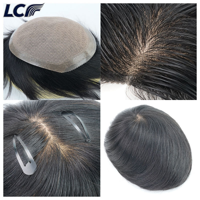 Men's Biological Scalp Seamless Head Supplementing Piece Artificial Invisible Real Hair Wig
