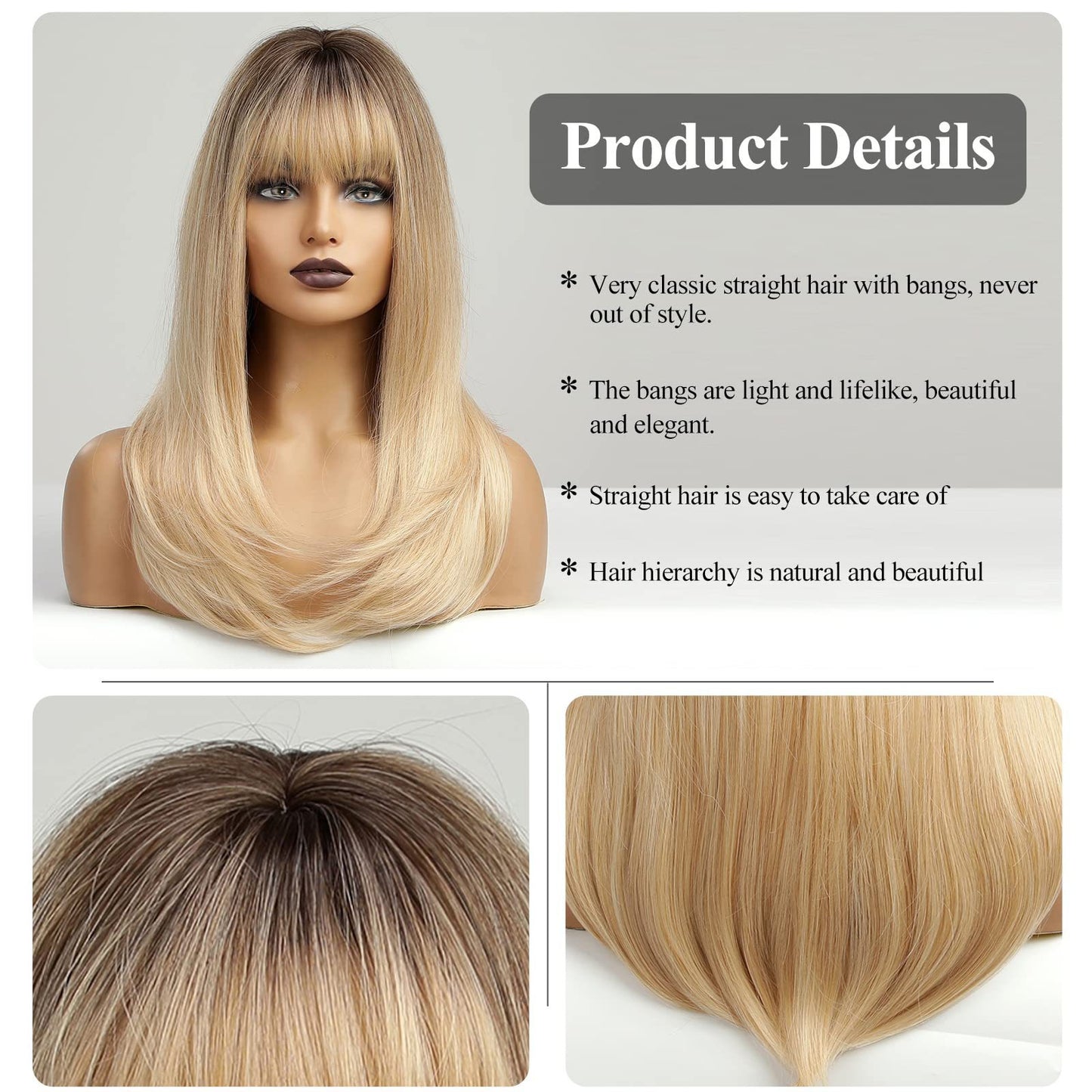 Women's Xi Gradient Golden Hair Curling Fiber Chemical Wig Long Curls