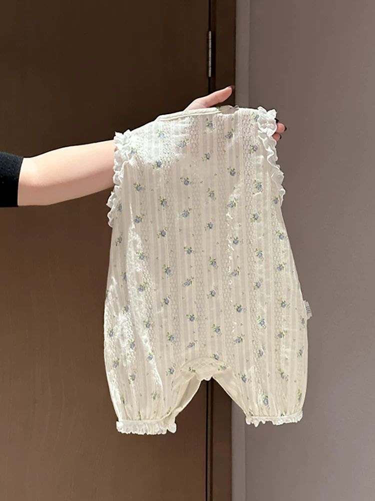 Jumpsuit Thin Floral Sleeveless Rompers Western Style Cute Romper Jumpsuit, Climbing Suit