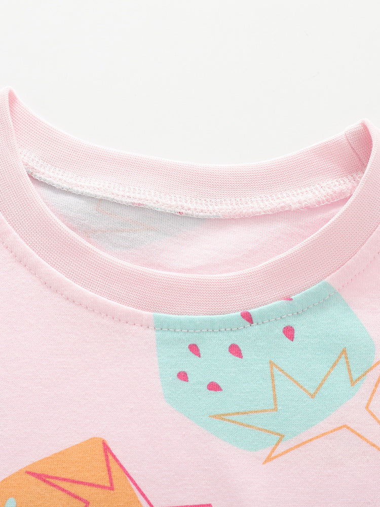 Summer Round Neck Short Sleeve Cartoon Printed Soft Children's T-shirt
