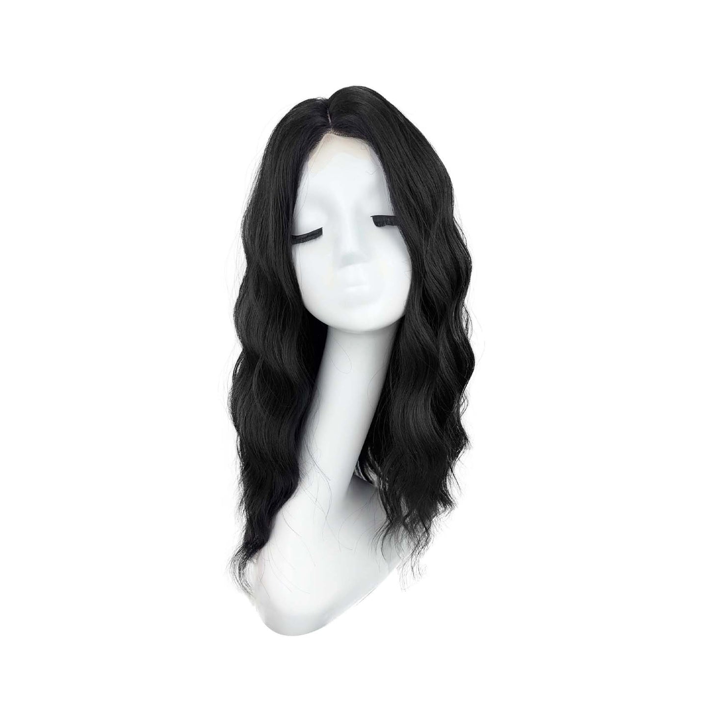 Fashion Black Forehead Lace Mid-length Small Wig Long Curls