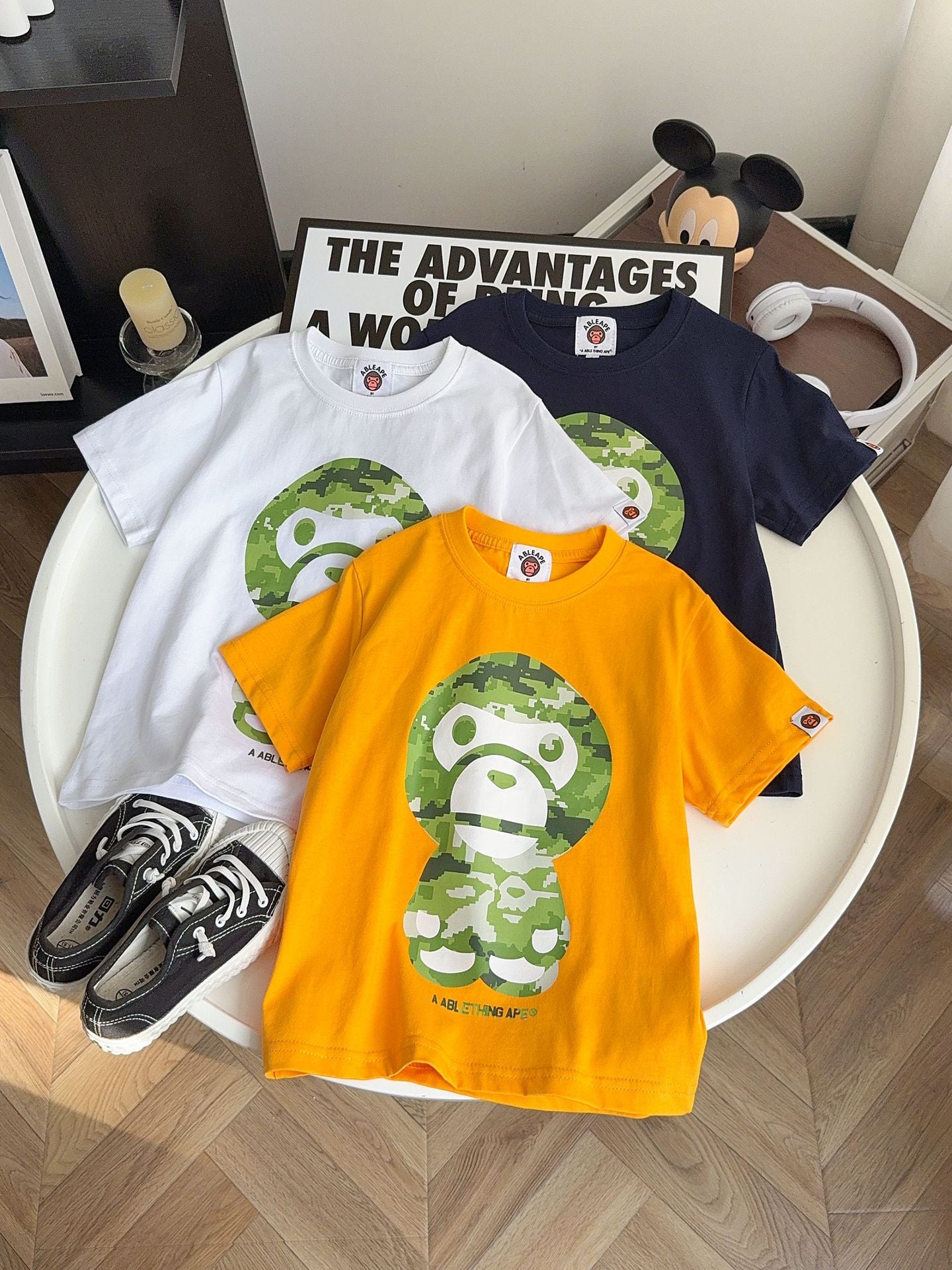 Children's Cotton Short-sleeved Fashion Loose Round Neck Print Korean Style Fashionable Children's T-shirt