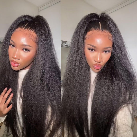 Slouchy Women's Black Mid-length Hair Fluffy Long Straight Wig