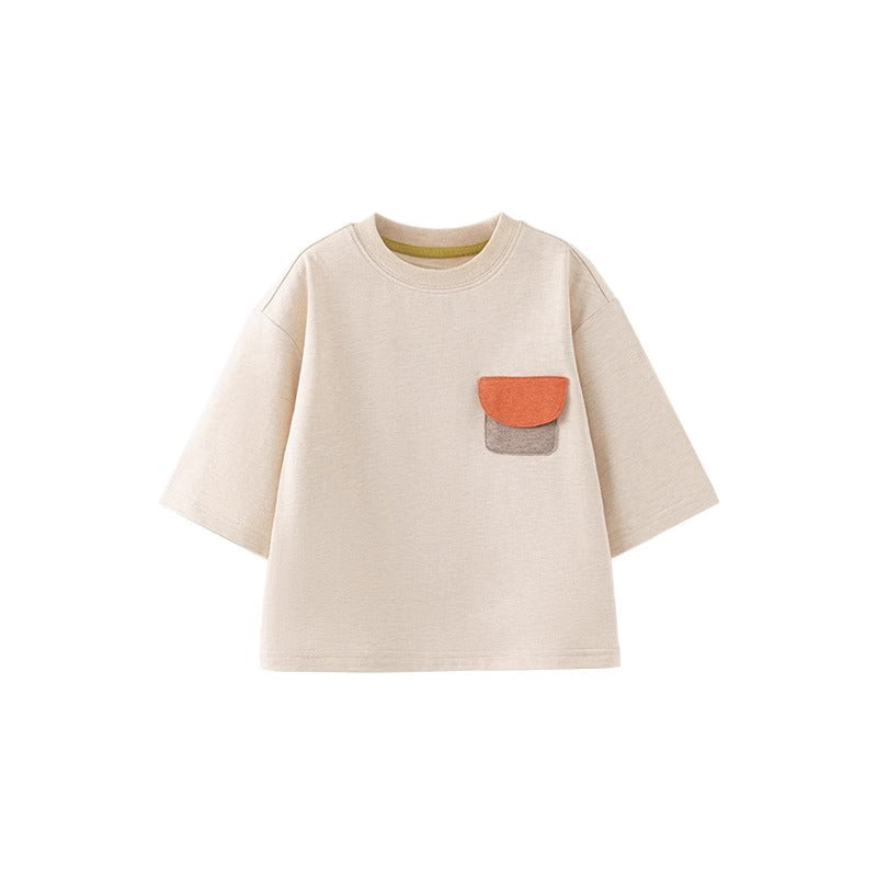 Children's Spring Boys Cotton Korean Style Short Sleeve Cropped Casual Fashion Children's T-shirt