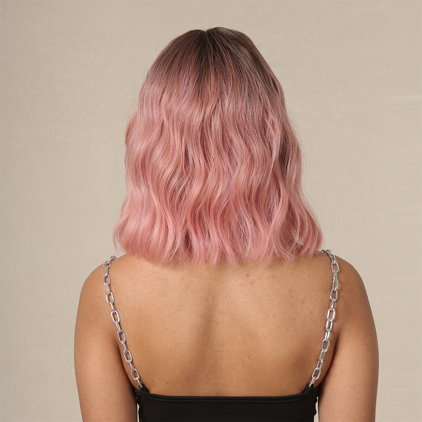 Beautiful Women's Gradually Varied Pink For Wig Short Curly Hair