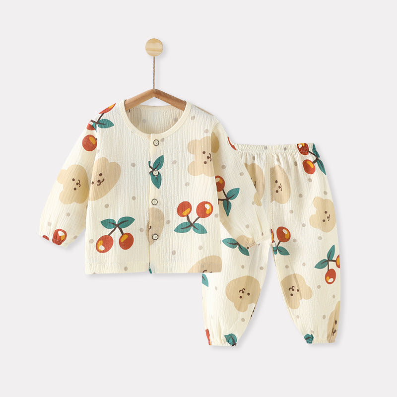 Children's Summer Thin Long-sleeved Pajamas Split Clothes Two-piece Children's Suit
