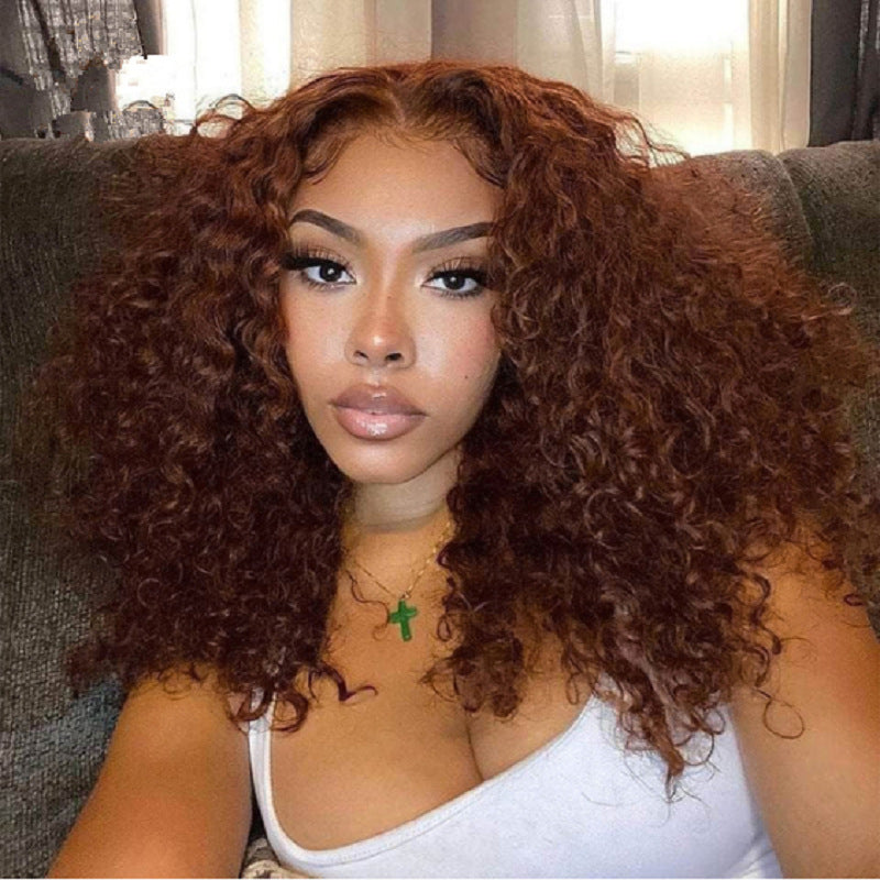Women's African Small Brown Afro Fluffy Chemical Fiber Wig Short Curly Hair