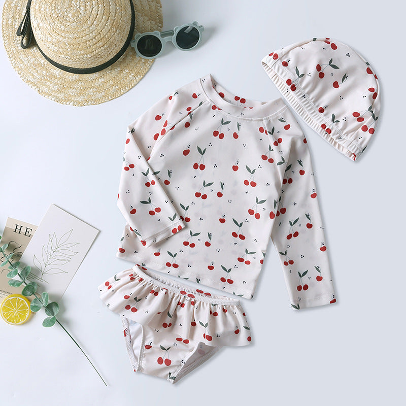 Children's Long-sleeved Sunscreen Split Swimsuit Fashion Swimwear Children's Suit