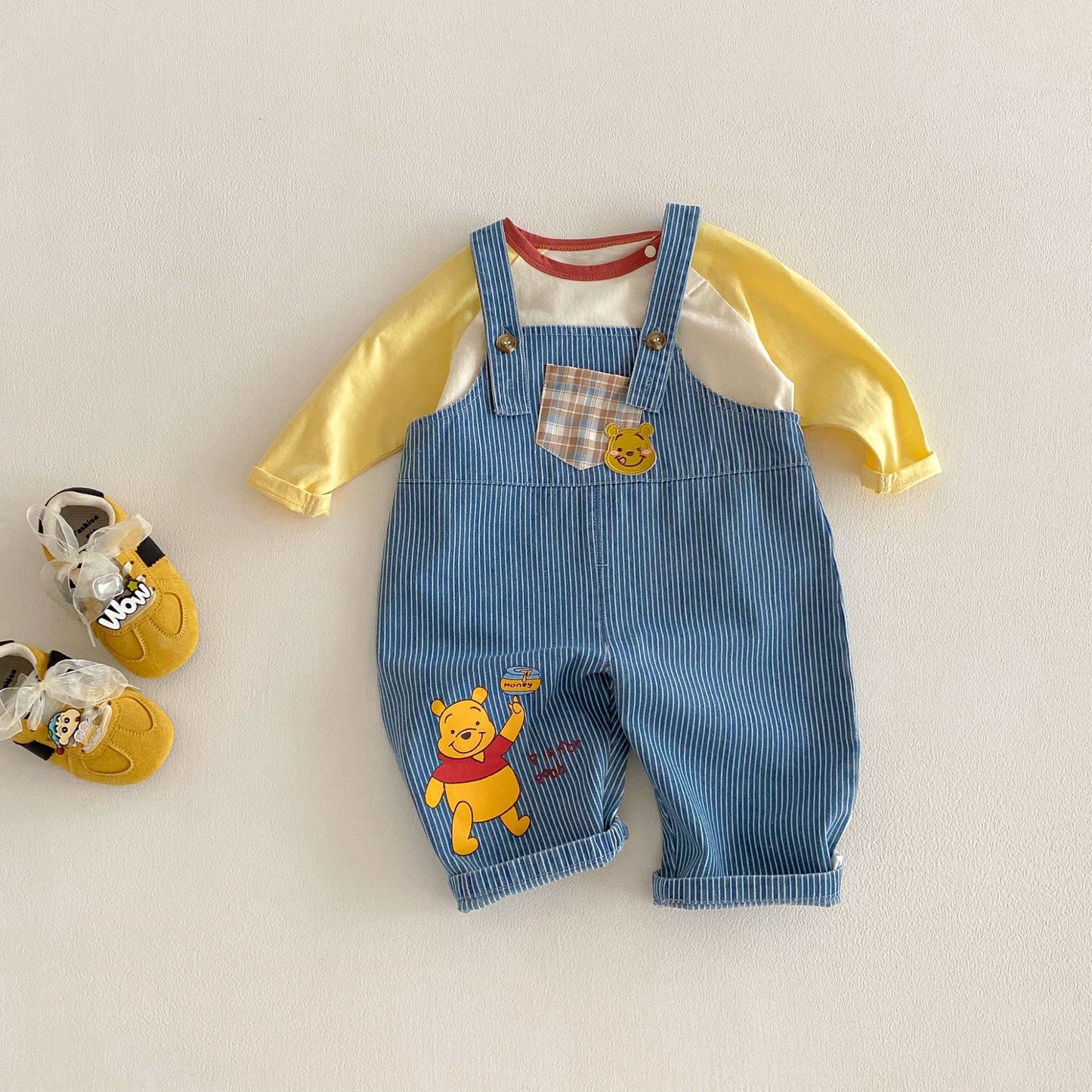 Children's Cartoon Suspender Spring Boys Fashionable Korean Style Embroidered Slacks Children's Pants