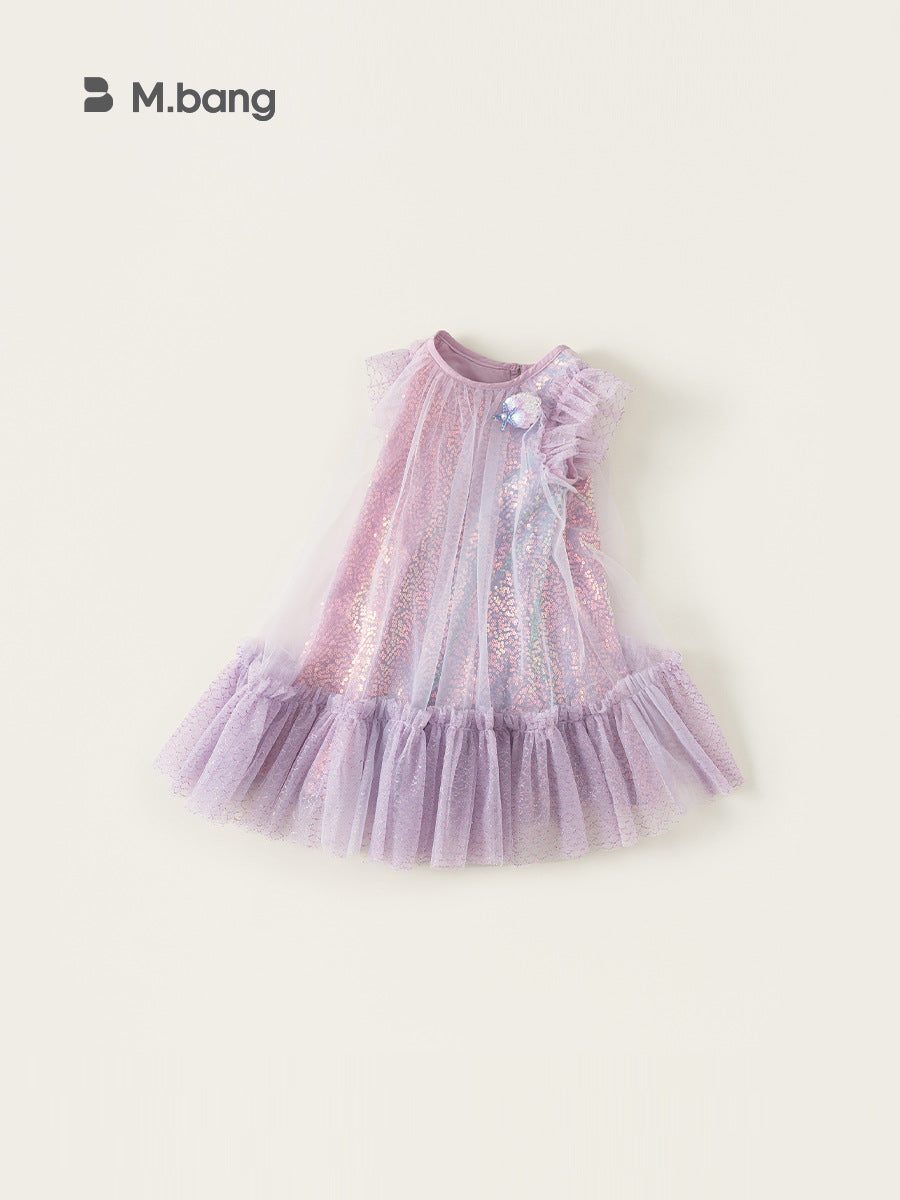 Children's Clothing Skirts Summer Purple Sequin Gauze Little Children's Dress