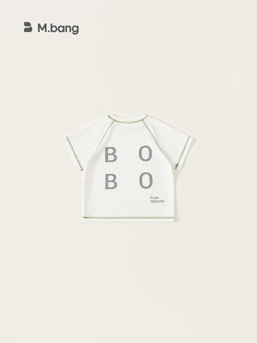 Children's Clothing Middle Big Summer Simple Solid Color Short-sleeved Boys Letter Children's T-shirt