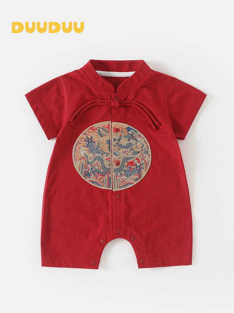 One Month Old Jumpsuit Summer Short Sleeve Thin Romper Jumpsuit, Climbing Suit