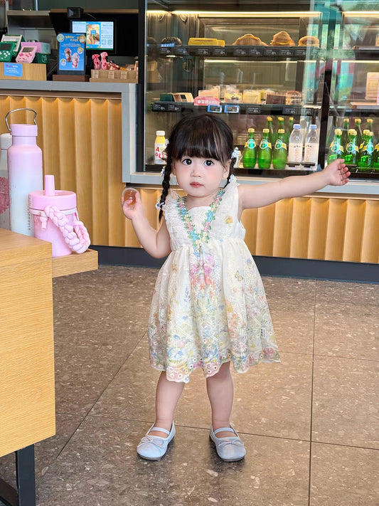 Western Style Sweet French Floral Lace Children's Dress