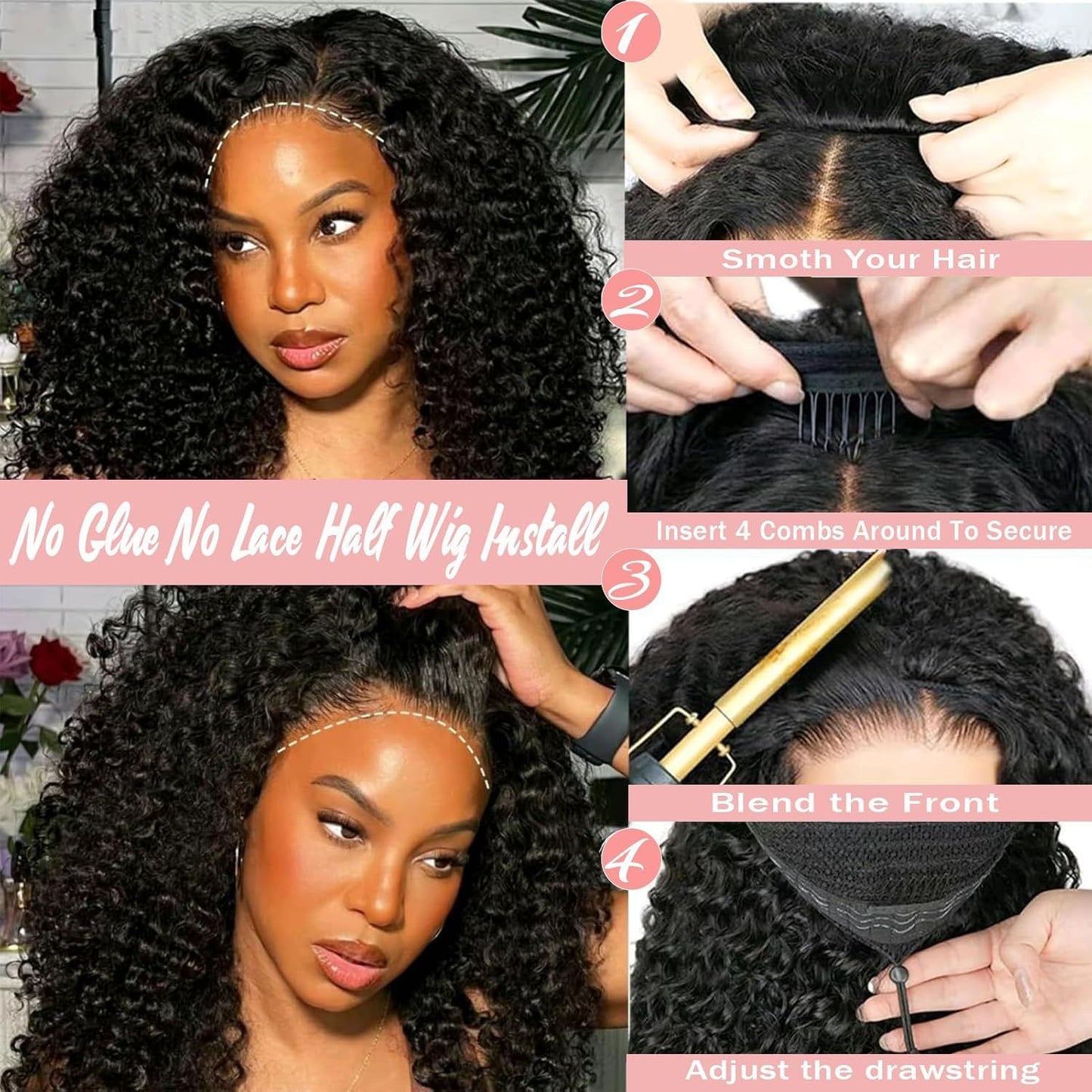Fashion New Mechanism Half Headgear Human Real Hair Wig
