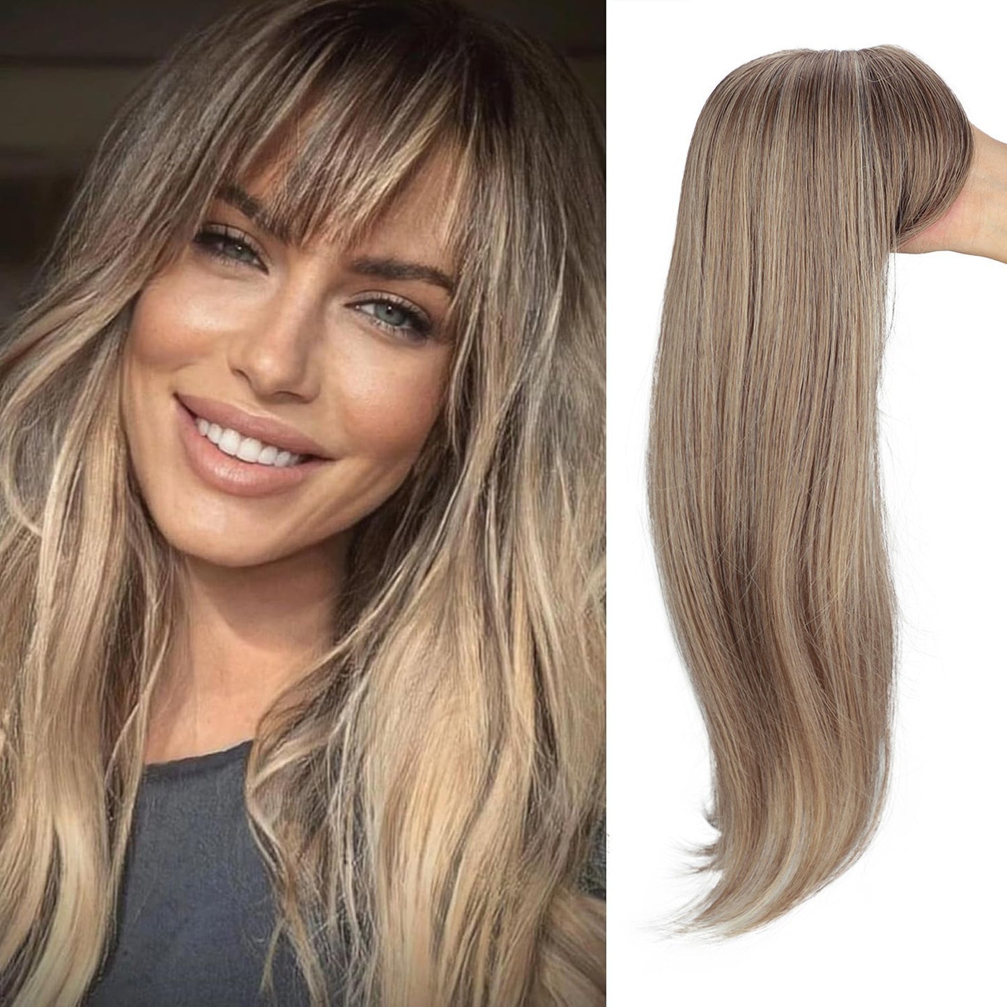 Appearance Natural Fluffy Barrettes Hair Extension With Bangs Ladies Wig