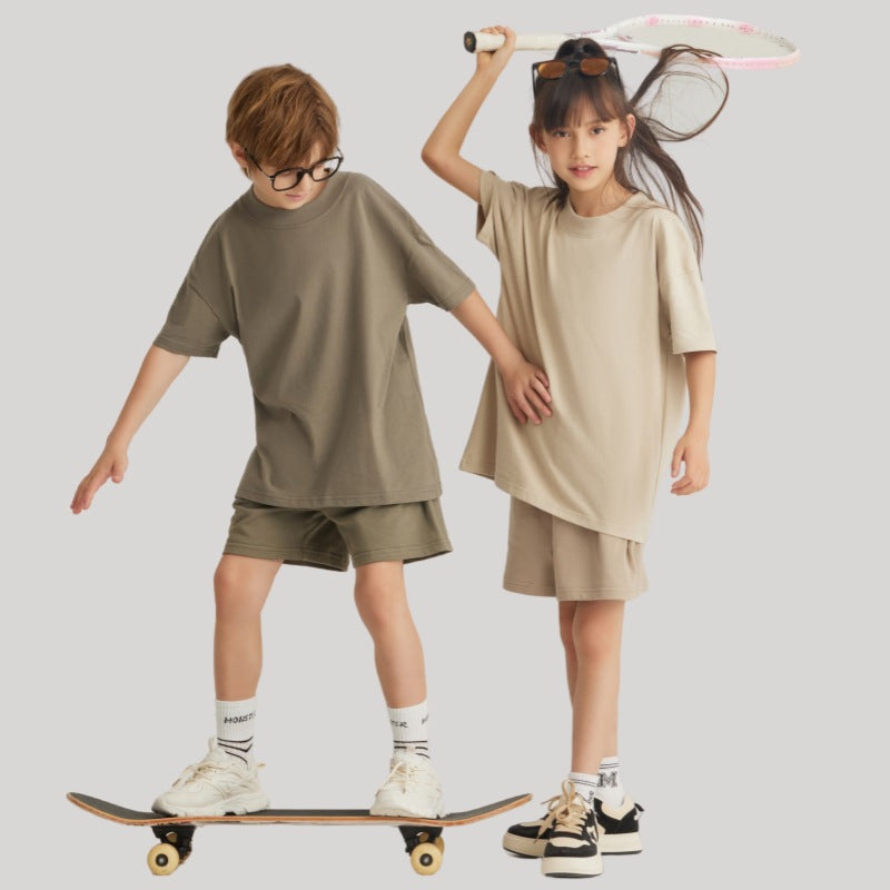 American Retro Profile Short-sleeved High Street Fashion Wide Thread Cotton Children's T-shirt