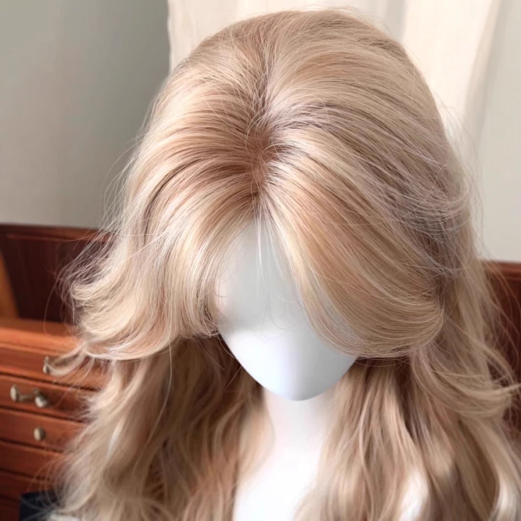 Hair Net Cream Barbie Gold Female Medium Points Milk White Wig Long Curls