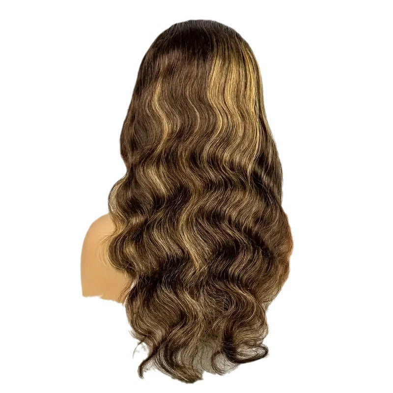 Women's Medium Large Wave Highlight Curly Hair Fluffy Wig Long Curls