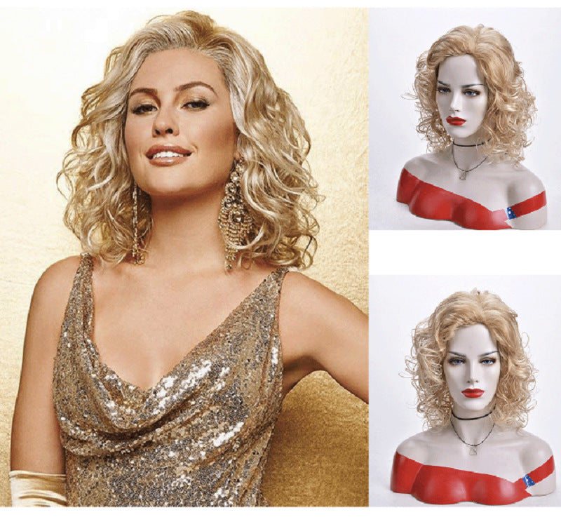 Curly Hair Female African Fashionable Golden Wig Long Curls
