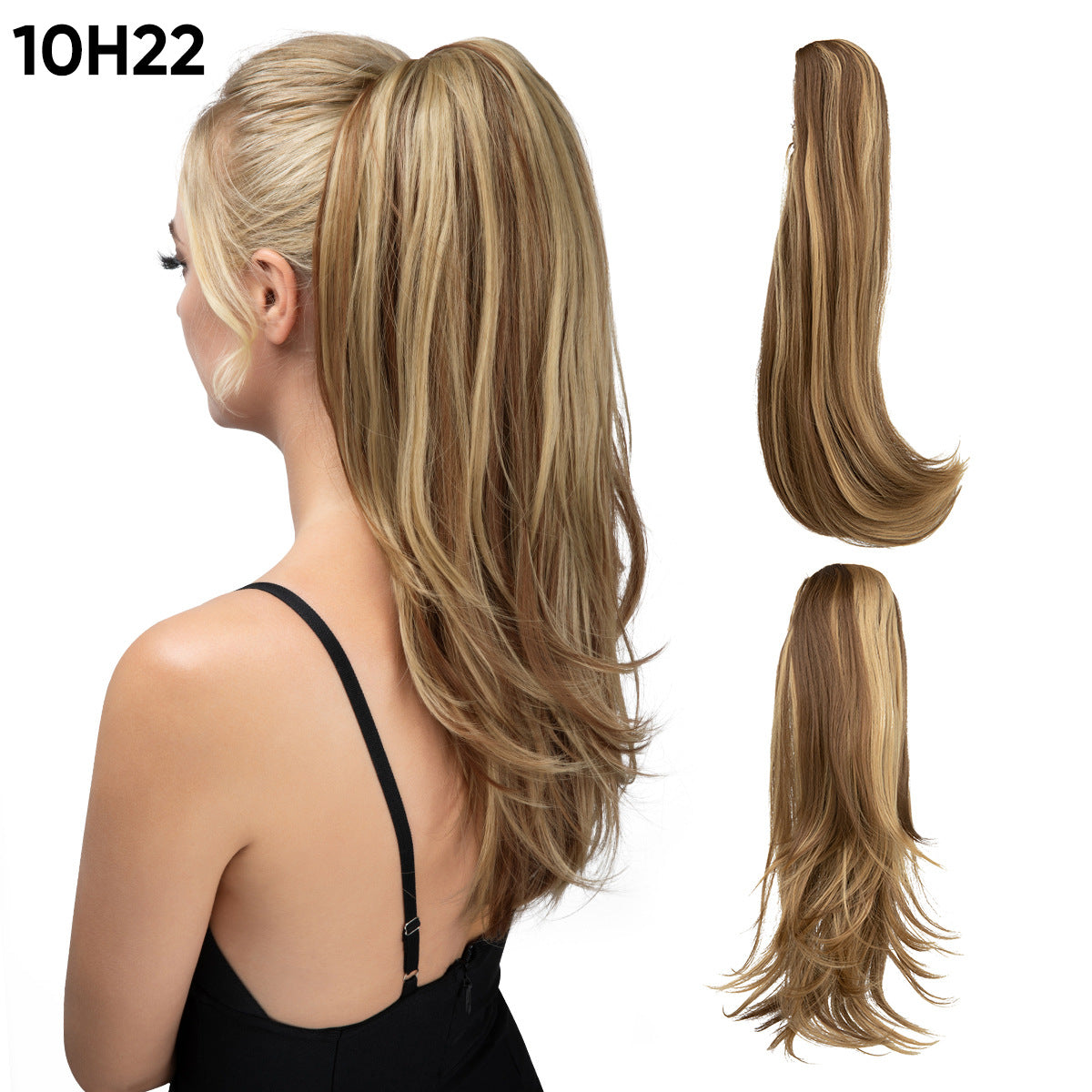 Women's Short Hair Chemical Fiber Height Natural Fluffy Long Curly Jaws Wig Ponytail