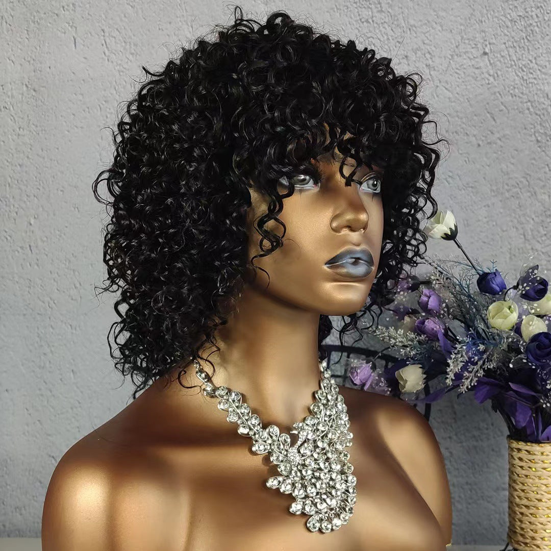 Attractive Charming Graceful Stylish Black Afro Wig Short Curly Hair