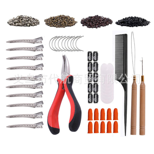 Hair Extension Kit Pliers Pull Ring Needle Threader Tools With Other Wig