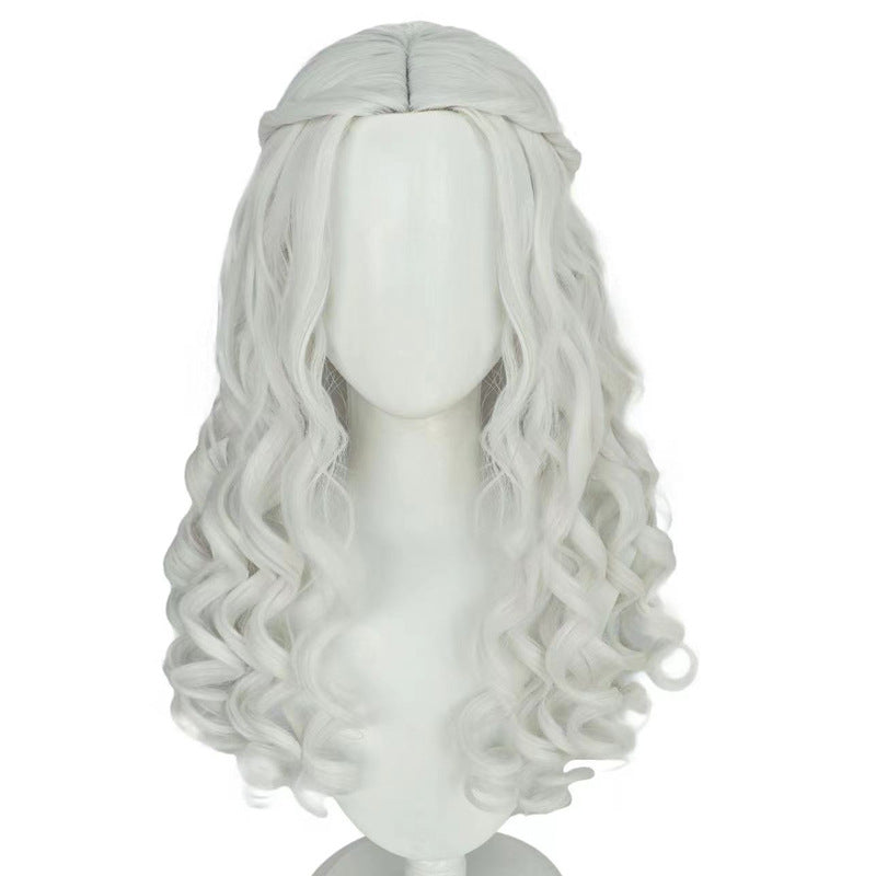 Blue Gradually Varied Pink Double Tiger Mouth Clip Mid-length Cos Wig