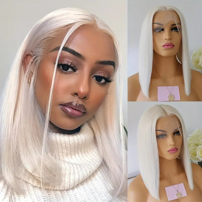 New Simulation Human Front Lace Fake Wig Short Straight Hair
