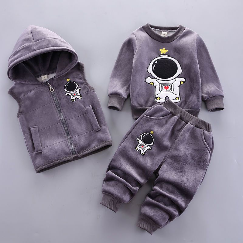 Children's Korean Style Clothing Fleece Padded Bear Children's Suit
