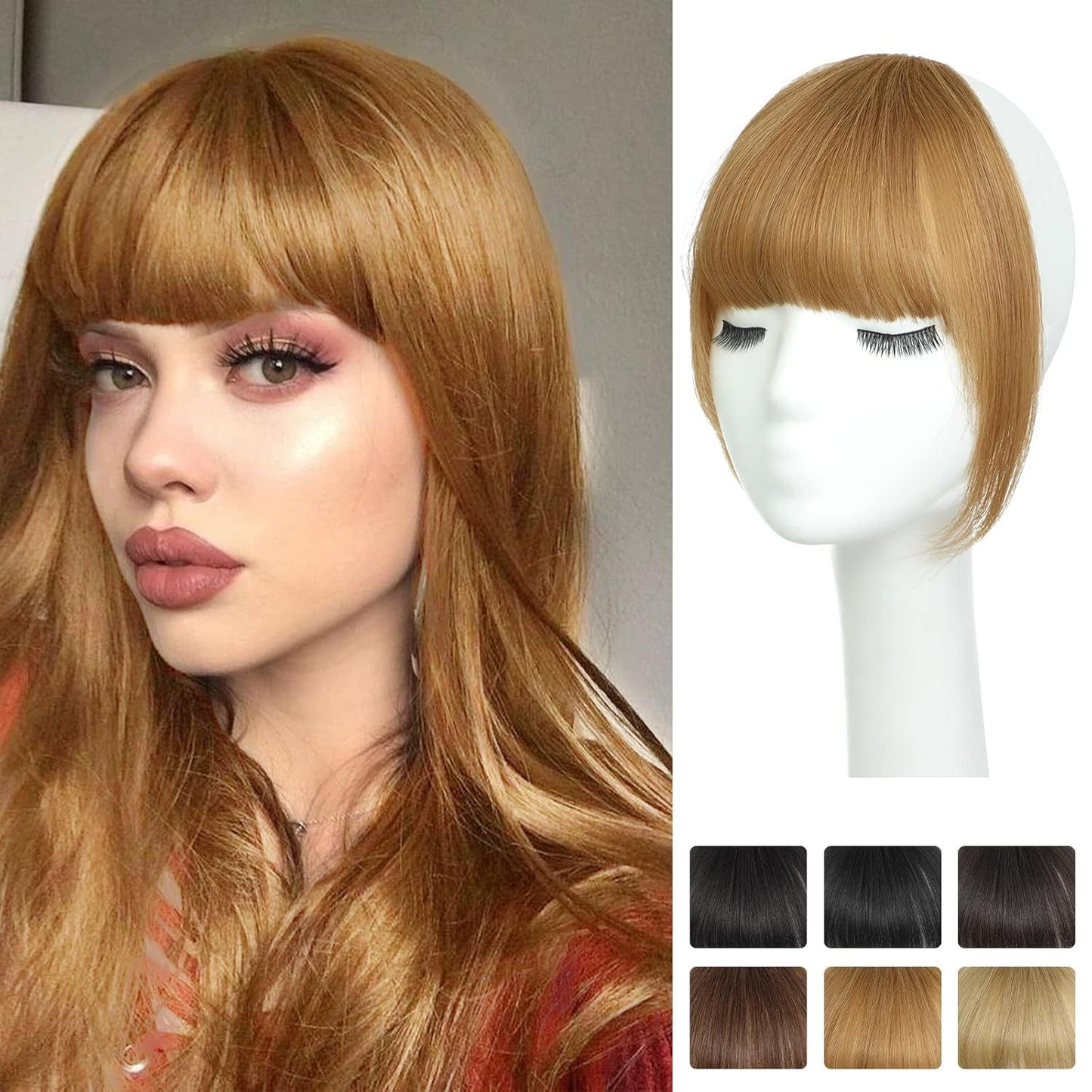 Female Head Piece Natural Forehead Air Straight Wig Bangs