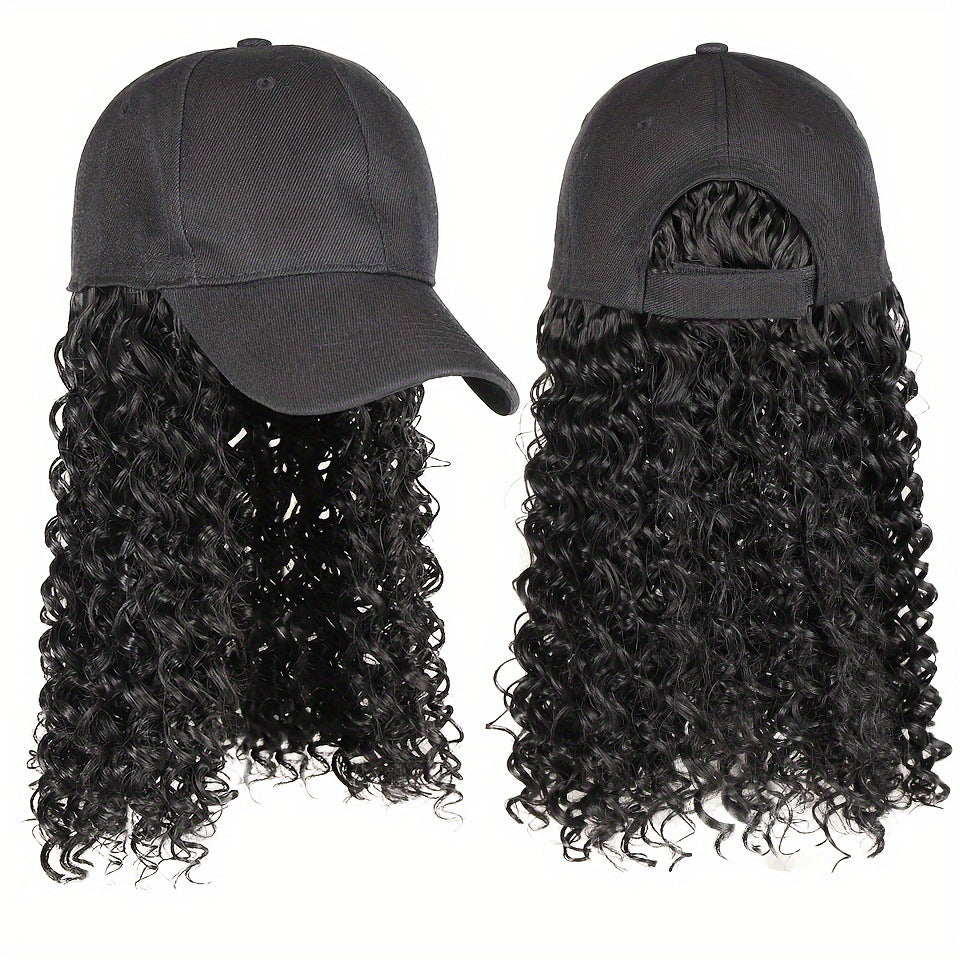 African Long Black Baseball Cap Integrated Screw Wig Short Curly Hair